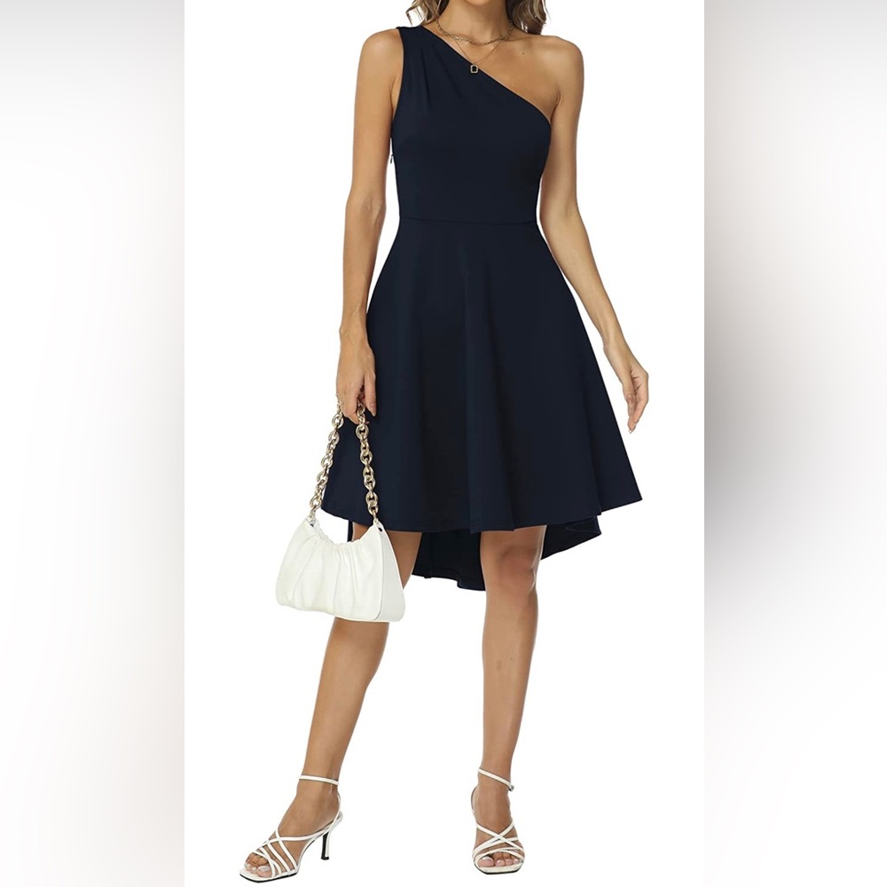 Sarin Mathews Womens One Shoulder Dress Skater Cocktail Party Dress